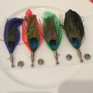 🦚 Lovely Peacock feather boutonnière Brooch pin available in various colors